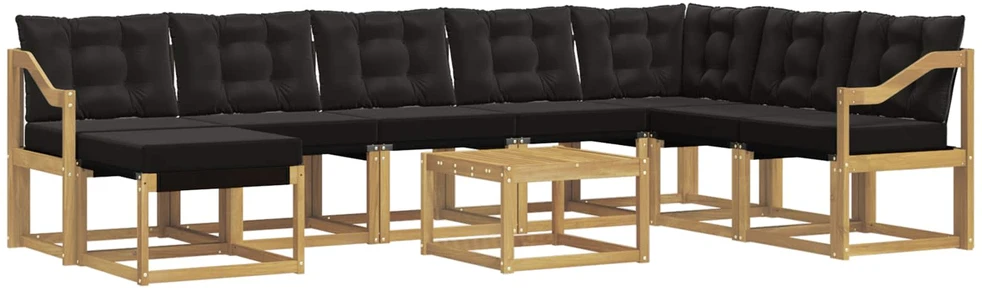 Lauko sofos komplektas 9 vnt. Balta ir juoda