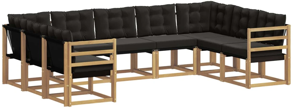 Lauko sofos komplektas 9 vnt. Balta ir juoda