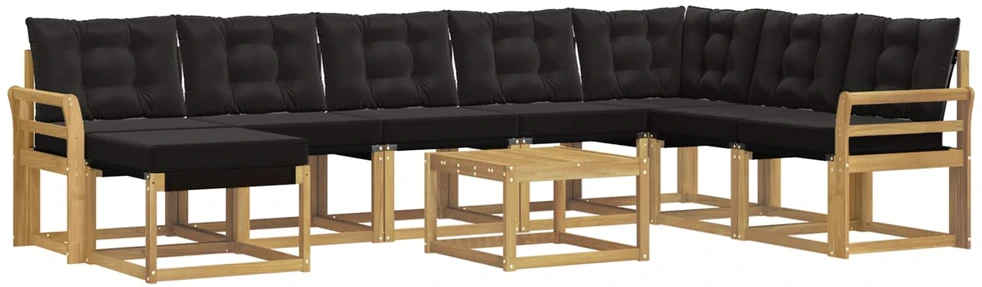Lauko sofos komplektas 9 vnt. Balta ir juoda