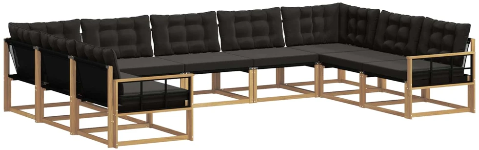 Lauko sofos komplektas 9 vnt. Balta ir juoda