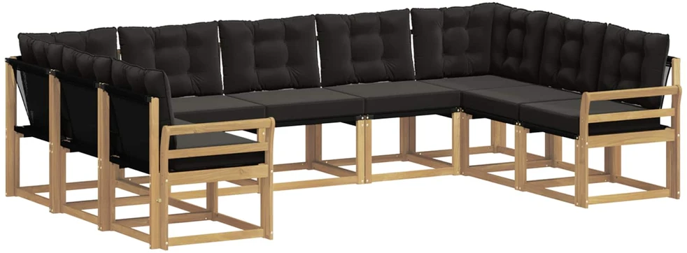 Lauko sofos komplektas 9 vnt. Balta ir juoda