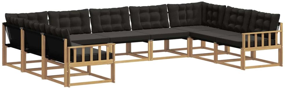 Lauko sofos komplektas 9 vnt. Balta ir juoda