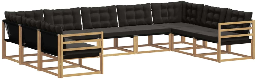 Lauko sofos komplektas 9 vnt. Balta ir juoda