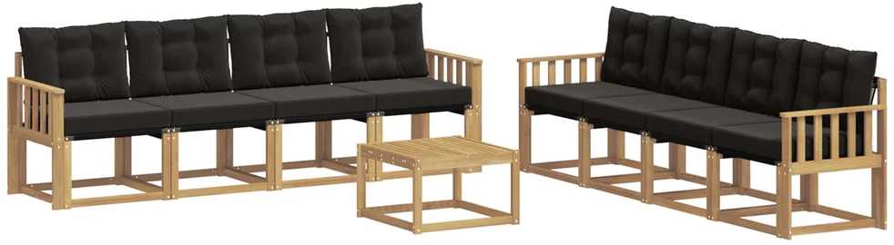 Lauko sofos komplektas 9 vnt. Balta ir juoda