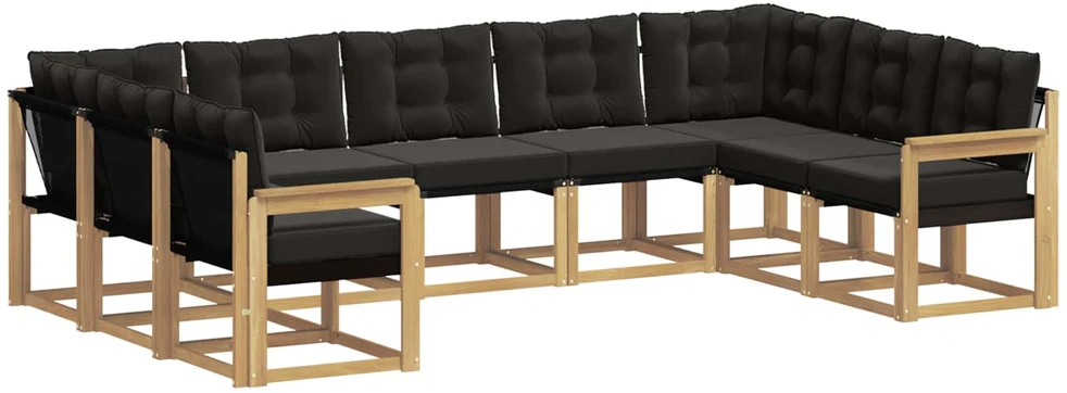 Lauko sofos komplektas 9 vnt. Balta ir juoda