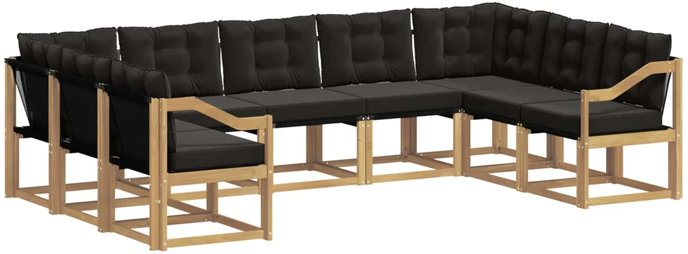 Lauko sofos komplektas 9 vnt. Balta ir juoda