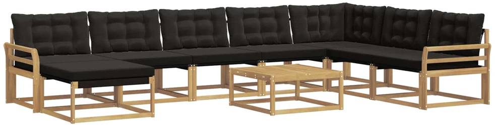 Lauko sofos komplektas 9 vnt. Balta ir juoda