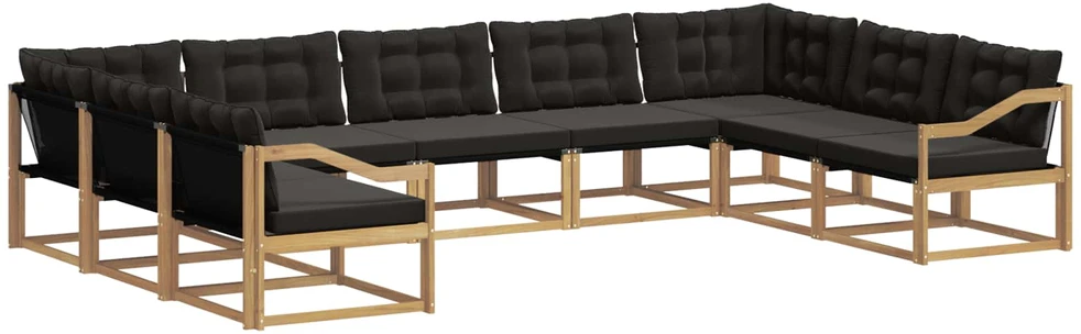 Lauko sofos komplektas 9 vnt. Balta ir juoda