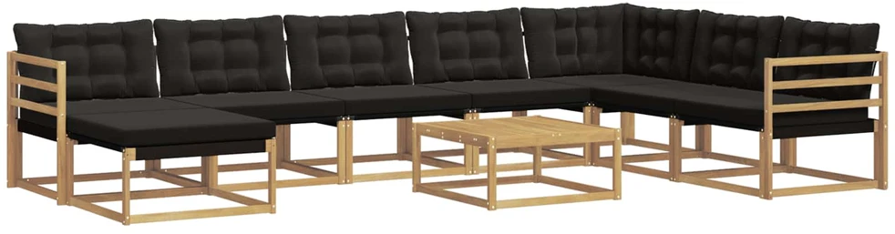 Lauko sofos komplektas 9 vnt. Balta ir juoda