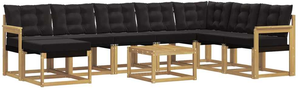 Lauko sofos komplektas 9 vnt. Balta ir juoda