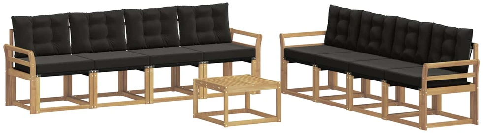 Lauko sofos komplektas 9 vnt. Balta ir juoda