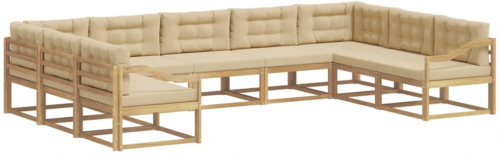 Lauko sofos komplektas 9 vnt. Balta ir kreminė