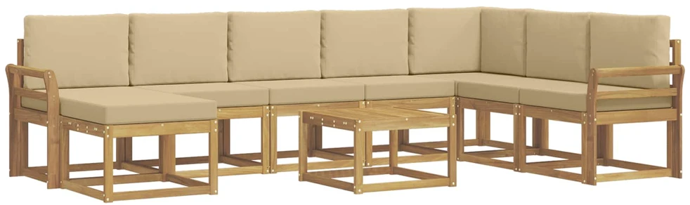 Lauko sofos komplektas 9 vnt. Balta ir kreminė