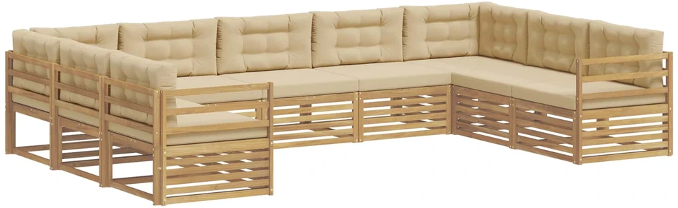 Lauko sofos komplektas 9 vnt. 9 vietos Balta ir kreminė