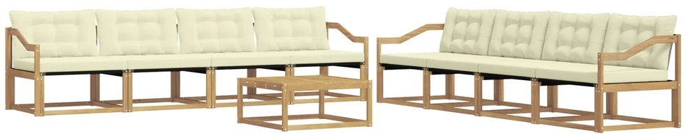 Lauko sofos komplektas 9 vnt. 8 vietos Balta ir kreminė