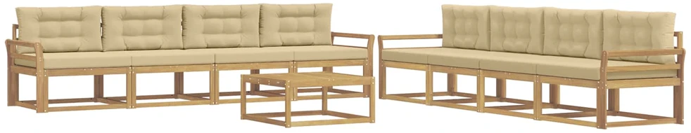 Lauko sofos komplektas 9 vnt. 8 vietos Balta ir kreminė