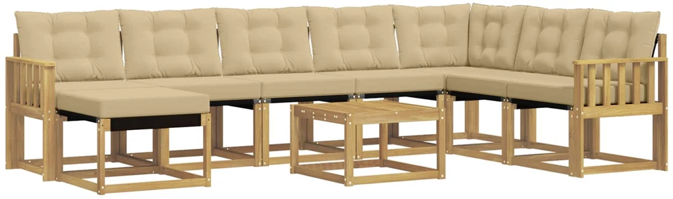 Lauko sofos komplektas 9 vnt. Balta ir kreminė