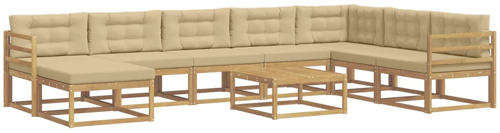 Lauko sofos komplektas 9 vnt. Balta ir kreminė