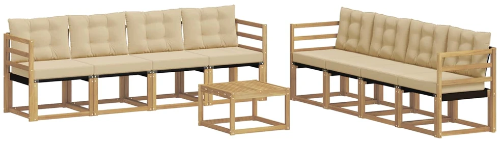 Lauko sofos komplektas 9 vnt. Balta ir kreminė