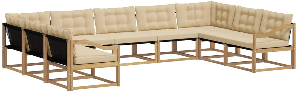Lauko sofos komplektas 9 vnt. Balta ir kreminė