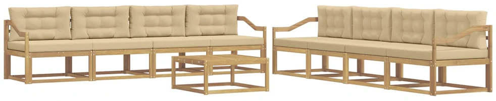 Lauko sofos komplektas 9 vnt. 8 vietos Balta ir kreminė