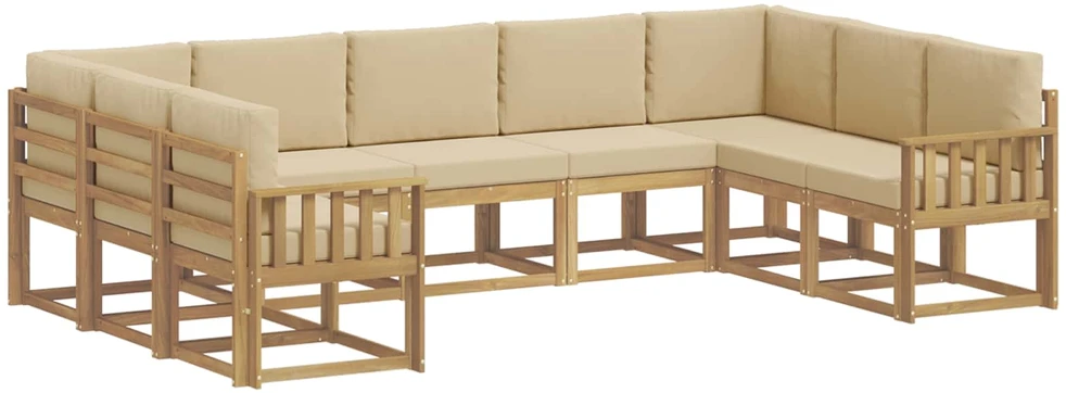 Lauko sofos komplektas 9 vnt. Balta ir kreminė