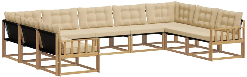Lauko sofos komplektas 9 vnt. Balta ir kreminė