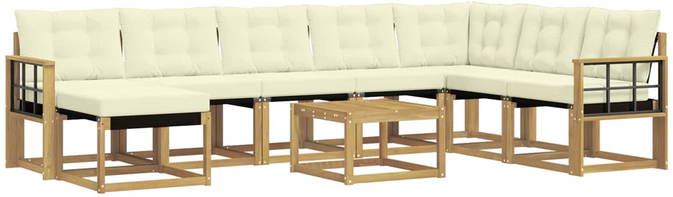 Lauko sofos komplektas 9 vnt. Balta ir kreminė
