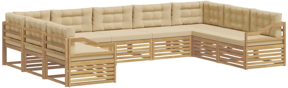 Lauko sofos komplektas 9 vnt. Balta ir kreminė