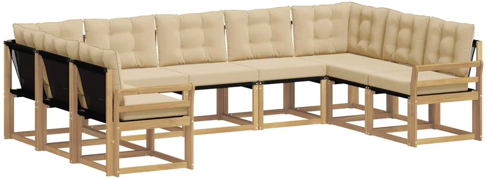 Lauko sofos komplektas 9 vnt. Balta ir kreminė