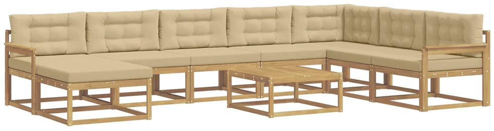 Lauko sofos komplektas 9 vnt. Balta ir kreminė