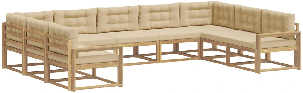 Lauko sofos komplektas 9 vnt. Balta ir kreminė