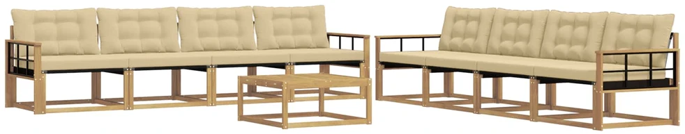 Lauko sofos komplektas 9 vnt. 8 vietos Balta ir kreminė