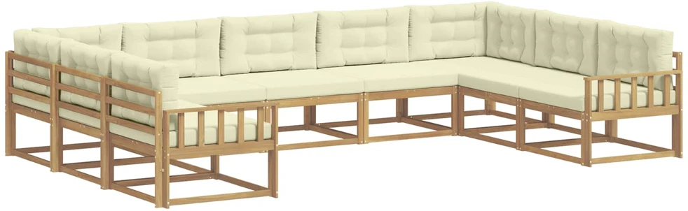 Lauko sofos komplektas 9 vnt. Balta ir kreminė