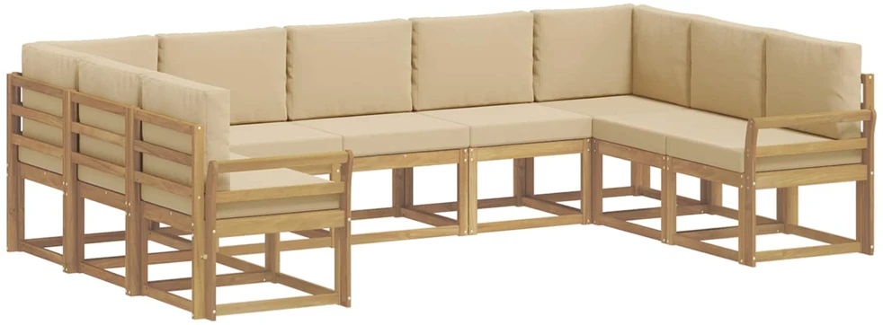 Lauko sofos komplektas 9 vnt. Balta ir kreminė