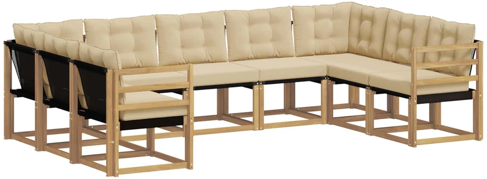 Lauko sofos komplektas 9 vnt. Balta ir kreminė