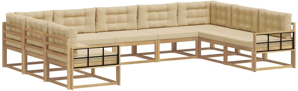 Lauko sofos komplektas 9 vnt. Balta ir kreminė