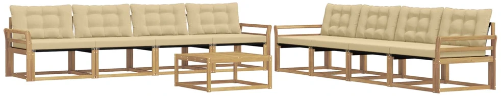 Lauko sofos komplektas 9 vnt. 8 vietos Balta ir kreminė