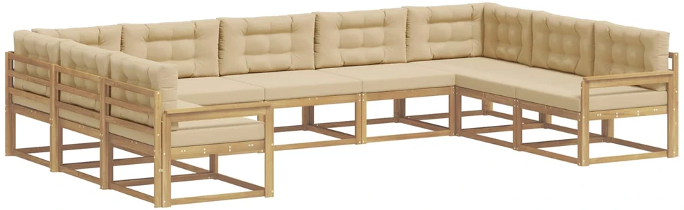 Lauko sofos komplektas 9 vnt. Balta ir kreminė