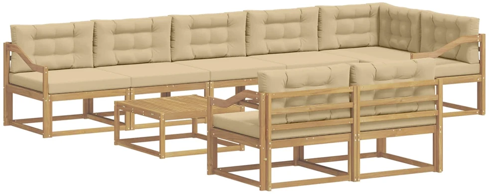 Lauko sofos komplektas 9 vnt. 8 vietos Balta ir kreminė