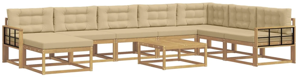 Lauko sofos komplektas 9 vnt. Balta ir kreminė