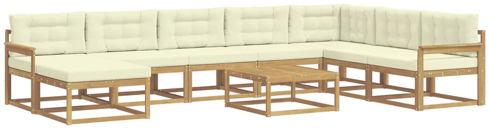 Lauko sofos komplektas 9 vnt. 8 vietos Balta ir kreminė