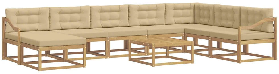 Lauko sofos komplektas 9 vnt. Balta ir kreminė