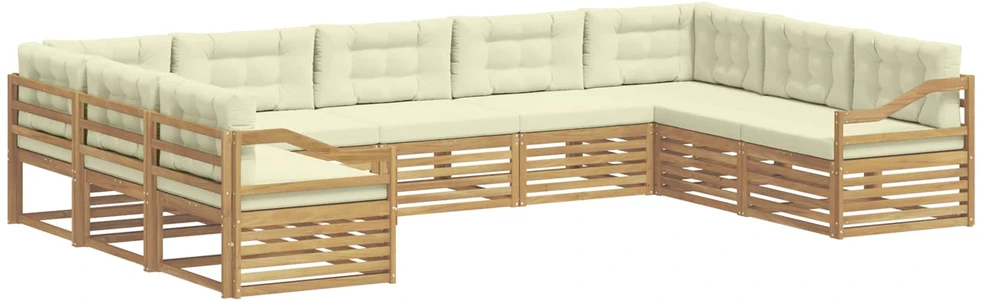Lauko sofos komplektas 9 vnt. 9 vietos Balta ir kreminė