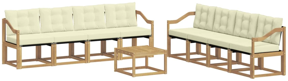 Lauko sofos komplektas 9 vnt. 8 vietos Balta ir kreminė