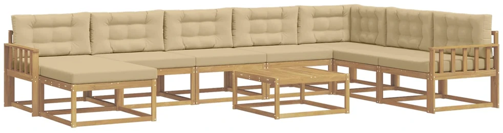 Lauko sofos komplektas 9 vnt. Balta ir kreminė