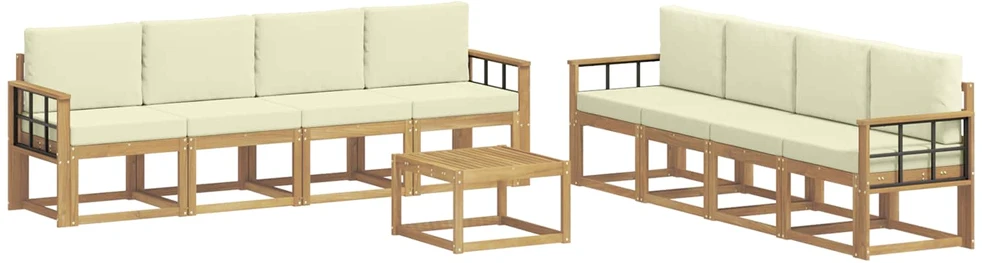 Lauko sofos komplektas 9 vnt. Balta ir kreminė