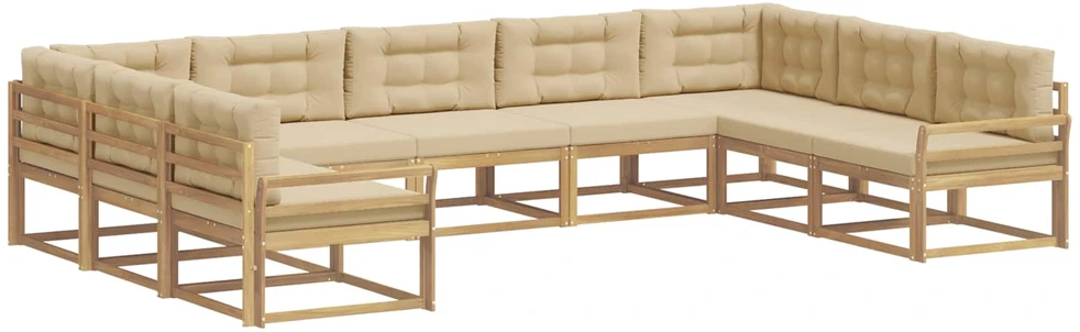 Lauko sofos komplektas 9 vnt. Balta ir kreminė