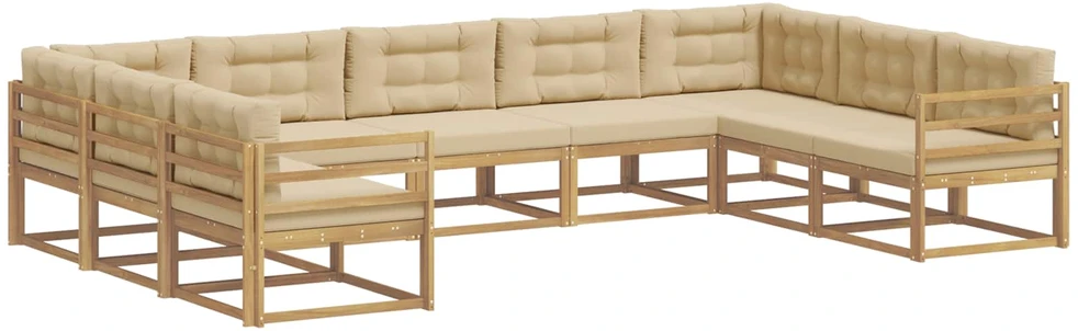 Lauko sofos komplektas 9 vnt. Balta ir kreminė