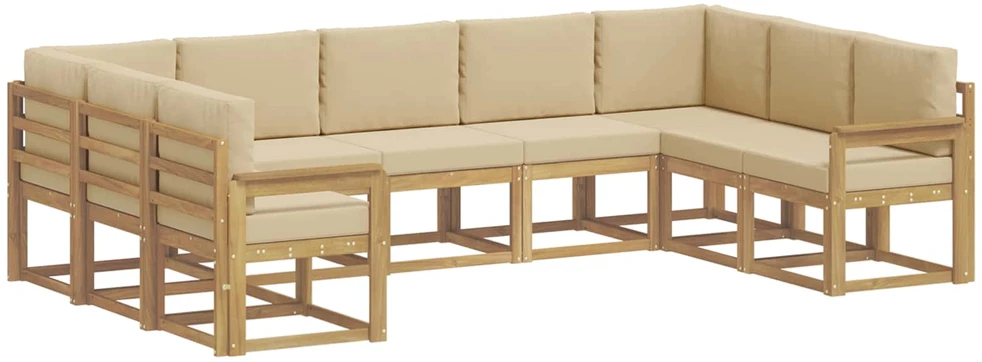 Lauko sofos komplektas 9 vnt. Balta ir kreminė